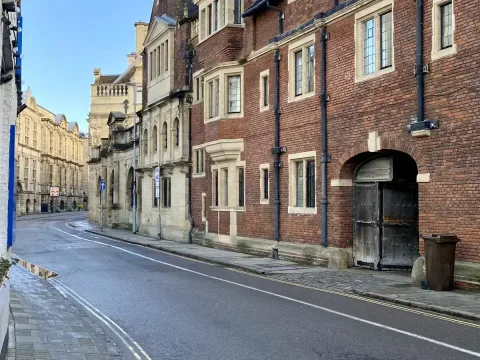 The narrow, but not usually busy, streets surrounding the Hilton. When it is busy, it's best not to need to be in a rush.