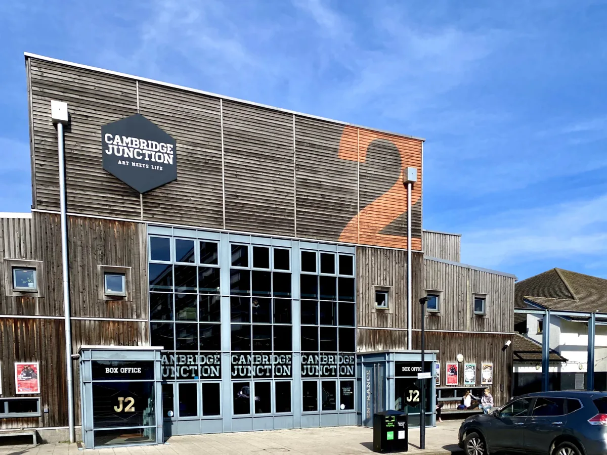 Modern hotel exterior near Cambridge Junction with contemporary architecture and welcoming entrance
