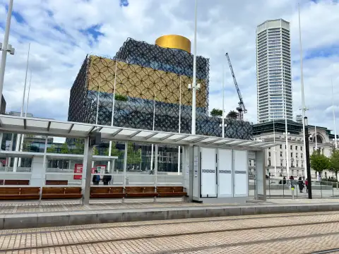 Birmingham Library as seen from the tram stop which is just outside the hotel entrance. 
