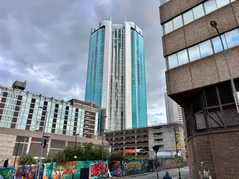 The rear of the Radisson Blu Hotel as taken from Hill Street. It’s very distinctive and hard to miss if you are navigating from NEW Street station.