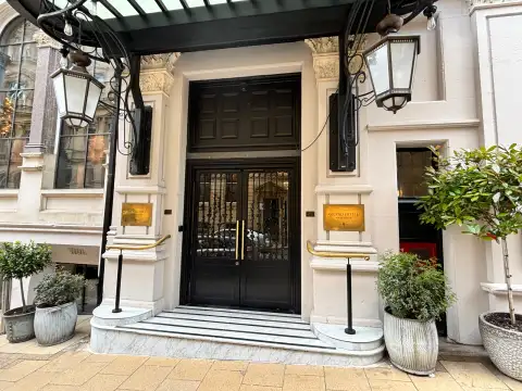 The Grand Hotel Birmingham elegant lobby entrance with classic architecture and ornate details. 