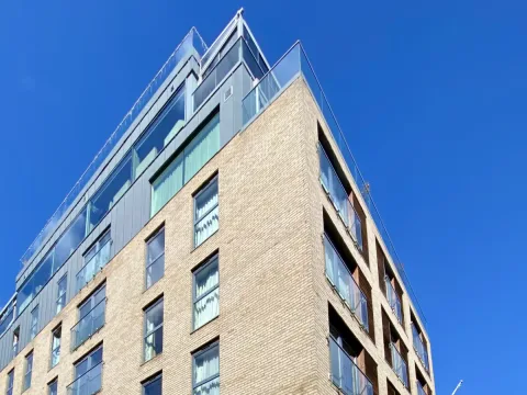 View looking up at the Varsity towards it's restaurants and bars at the top of the building.