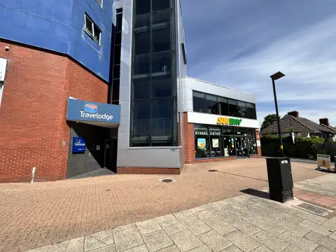Travelodge Birmingham Maypole has a very discreet entrance at ground level.